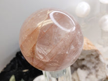 Load image into Gallery viewer, 3&quot; Sheen Strawberry Quartz Crystal Sphere with Stand
