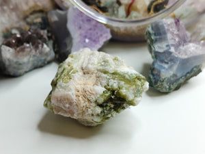 1.5" Green Tourmaline Crystal in Quartz Matrix