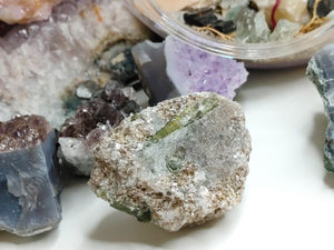 1.5" Green Tourmaline Crystal in Quartz Matrix