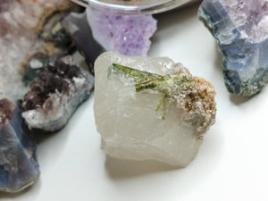 1.5" Green Tourmaline Crystal in Quartz Matrix