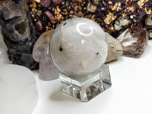 Load image into Gallery viewer, 1.5-2&quot; Black Tourmalinated Quartz Sphere with Stand
