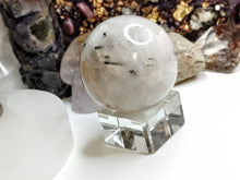 Load image into Gallery viewer, 1.5-2&quot; Black Tourmalinated Quartz Sphere with Stand
