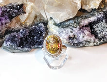 Load image into Gallery viewer, Faceted Mystic Topaz Sterling Silver Ring w/Stand sz6
