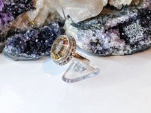 Load image into Gallery viewer, Faceted Mystic Topaz Sterling Silver Ring w/Stand sz6
