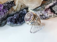 Load image into Gallery viewer, Faceted Amethyst Sterling Silver Ring w/Stand sz7.5
