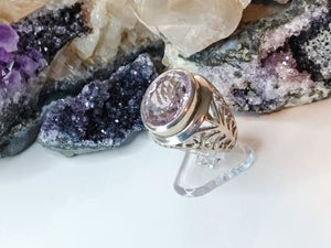Faceted Amethyst Sterling Silver Ring w/Stand sz7.5