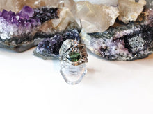 Load image into Gallery viewer, Rare Faceted Moldavite Gemstone Sterling Silver Ring 6
