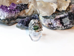 Rare Faceted Moldavite Gemstone Sterling Silver Ring 6