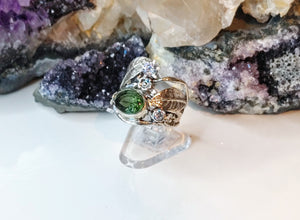 Rare Faceted Moldavite Gemstone Sterling Silver Ring 6