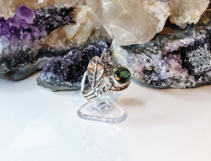 Rare Faceted Moldavite Gemstone Sterling Silver Ring 6