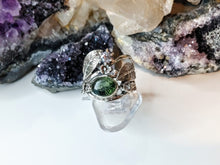 Load image into Gallery viewer, Rare Faceted Moldavite Gemstone Sterling Silver Ring 6

