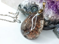 Rutilated Garden Quartz Lodolite Crystal Necklace