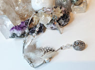 Handmade Beaded Druzy Quartz Crystal Accessory Clip
