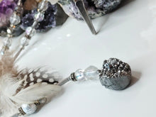Load image into Gallery viewer, Handmade Beaded Druzy Quartz Crystal Accessory Clip
