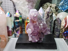 Load image into Gallery viewer, 3&quot; Amethyst Crystal Cluster on Wood Stand
