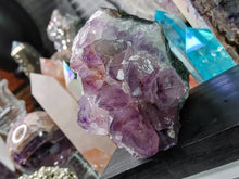 Load image into Gallery viewer, 3&quot; Amethyst Crystal Cluster on Wood Stand
