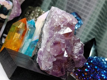 Load image into Gallery viewer, 3&quot; Amethyst Crystal Cluster on Wood Stand
