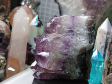 Load image into Gallery viewer, 3&quot; Amethyst Crystal Cluster on Wood Stand
