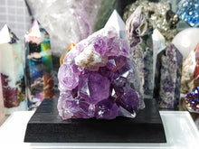 Load image into Gallery viewer, 3&quot; Amethyst Crystal Cluster on Wood Stand
