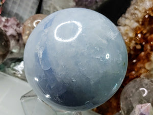 Rainbow Celestite Crystal Sphere with Stand