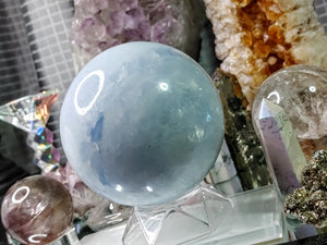 Rainbow Celestite Crystal Sphere with Stand