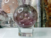 Load image into Gallery viewer, 2&quot; Smokey Rainbow Fluorite Crystal Sphere with Stand
