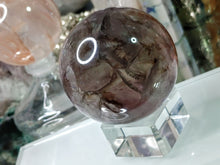 Load image into Gallery viewer, 2&quot; Smokey Rainbow Fluorite Crystal Sphere with Stand
