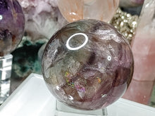 Load image into Gallery viewer, 2&quot; Smokey Rainbow Fluorite Crystal Sphere with Stand
