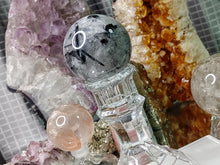 Load image into Gallery viewer, 2.5&quot; Black Tourmalinated Quartz Crystal Sphere with Stand
