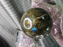 Load image into Gallery viewer, 2.5&quot; Labradorite Flash Sphere with Metal Stand
