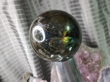 Load image into Gallery viewer, 3&quot; Labradorite Flash Sphere with Metal Stand
