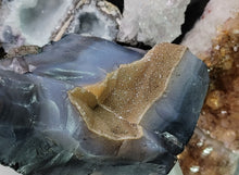 Load image into Gallery viewer, 6&quot; Rare Gold Druzy Amethyst &amp; Agate Crystal Cluster
