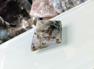 1" Rainbow Moonstone Crystal Gemstone Mini Pyramid