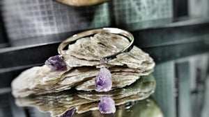 Amethyst Crystal Stainless Steel Bracelet