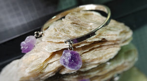 Amethyst Crystal Stainless Steel Bracelet