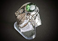Rare Faceted Moldavite Gemstone Sterling Silver Ring 6