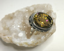 Load image into Gallery viewer, Faceted Mystic Topaz Sterling Silver Ring w/Stand sz6
