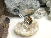 Load image into Gallery viewer, Faceted Mystic Topaz Sterling Silver Ring w/Stand sz6

