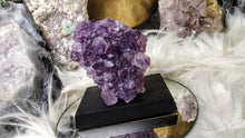 Load image into Gallery viewer, 3&quot; Amethyst Crystal Cluster on Wood Stand
