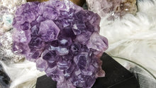 Load image into Gallery viewer, 3&quot; Amethyst Crystal Cluster on Wood Stand
