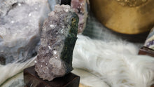 Load image into Gallery viewer, 4&quot; Amethyst Crystal Cluster on Wood Stand
