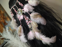 Load image into Gallery viewer, Handmade Adjustable Faceted Heart Feather Beaded Headband
